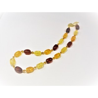 3 Tones of Amber Necklace with Genuine Swarovski Crystals